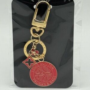 Upcycled Louis Vuitton Red Charms Bag Charm / Keychain - Gold